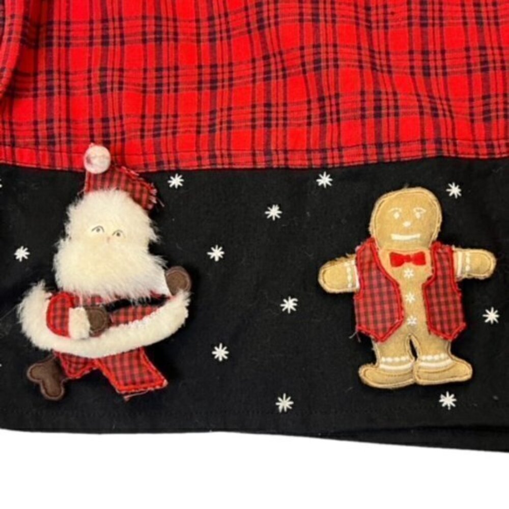 Christmas Shirt‎ Womens Button Up Red Checkered 3D Winter Dolls EUC Lemon Grass - Picture 3 of 12
